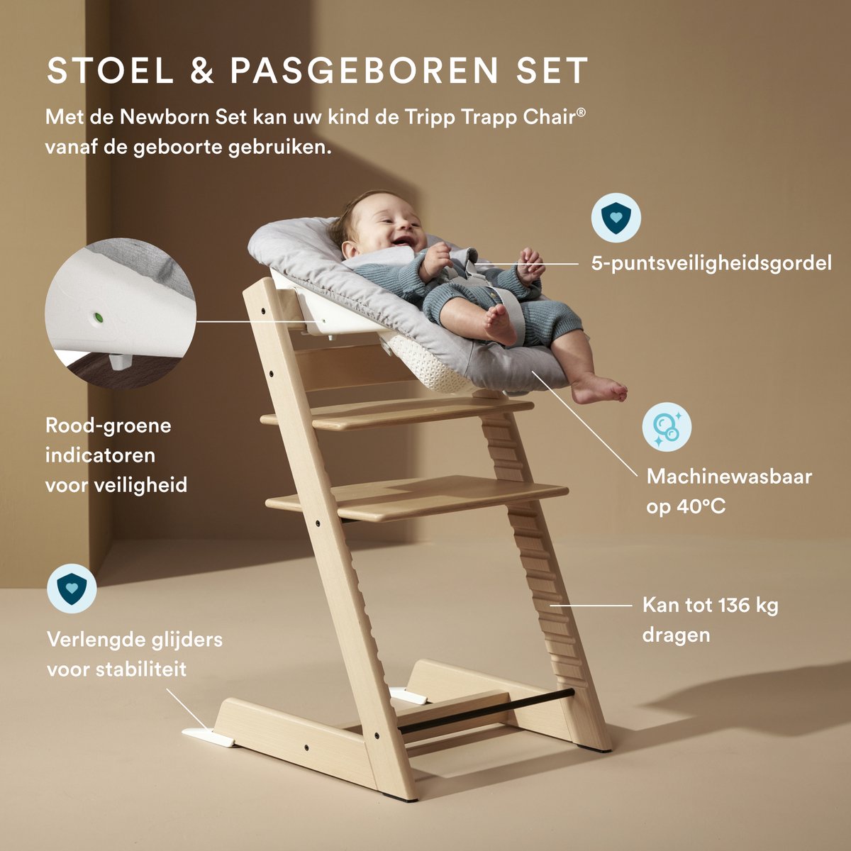 Stokke Tripp Trapp-kinderstoel, wit (inclusief stoel en babyset2) met newbornset thumbnail 2
