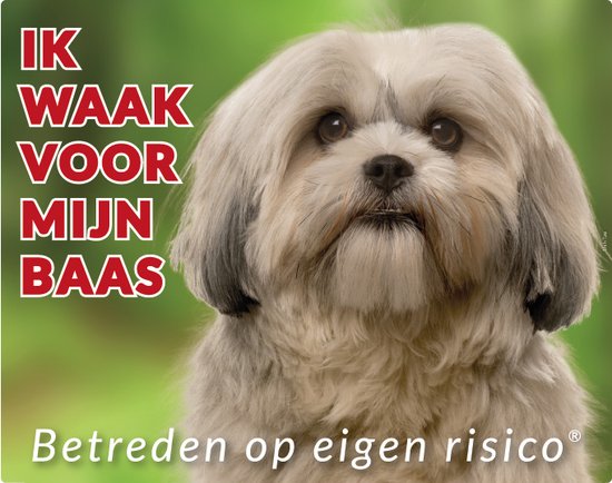 Shih Tzu bruin Waakbord - Ik waak voor mijn baas