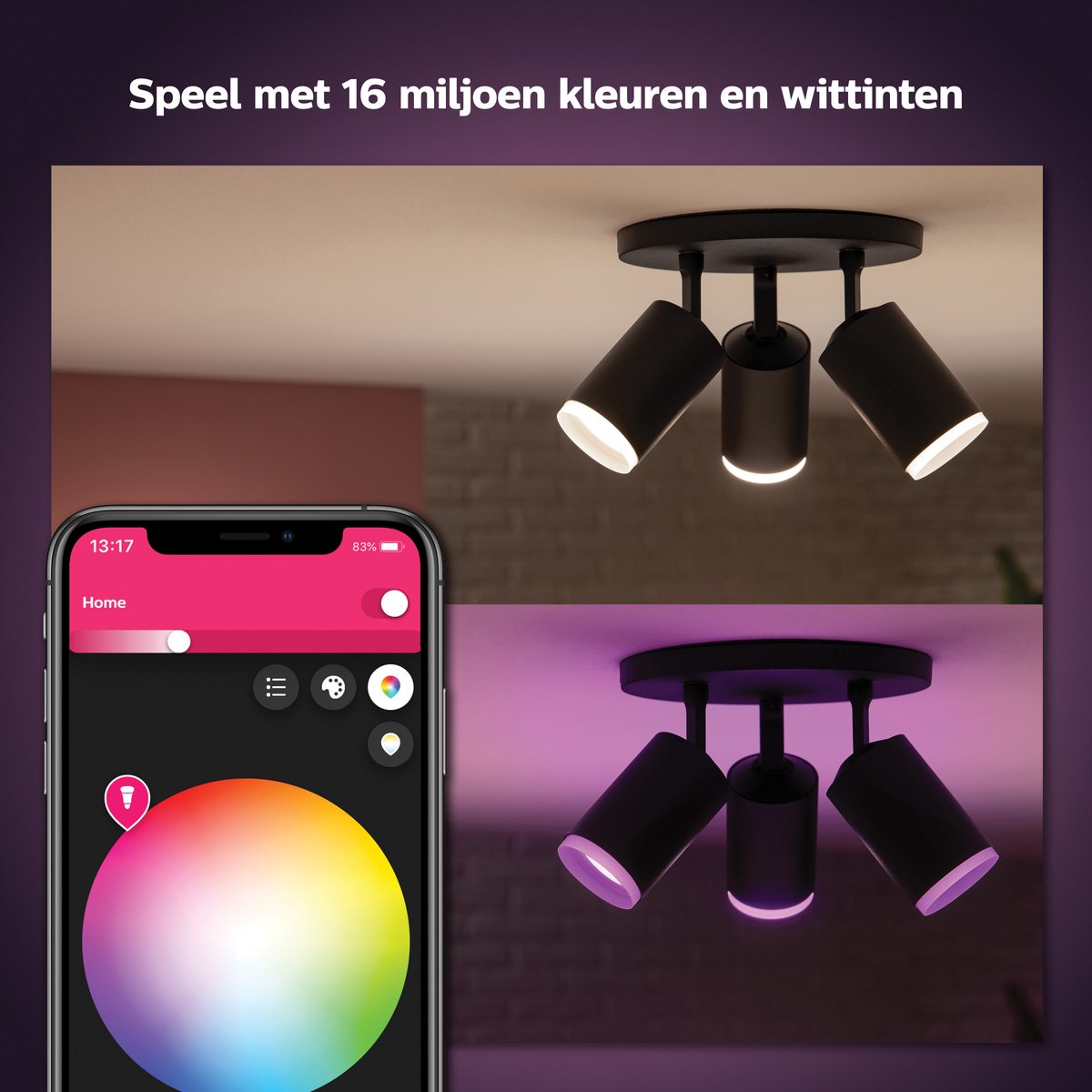 Philips Hue Fugato opbouwspot - wit en gekleurd licht - 3-spots - zwart — afbeelding 4