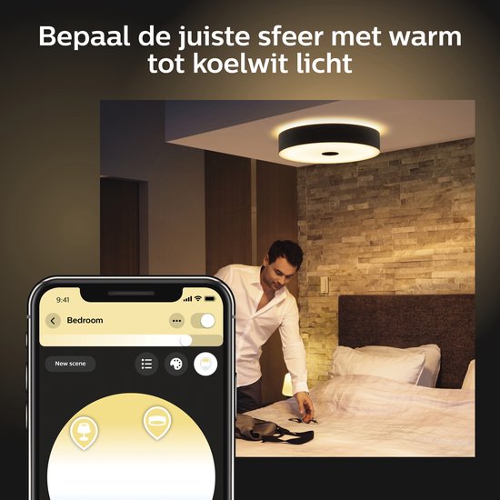 Philips Hue Enrave Plafondlamp - Dimbaar Warm tot Koel Wit Licht – Werkt met Alexa, Google Home & Apple HomeKit – Verbind met Hue Bridge - Smart Lamp 55 cm - Inclusief