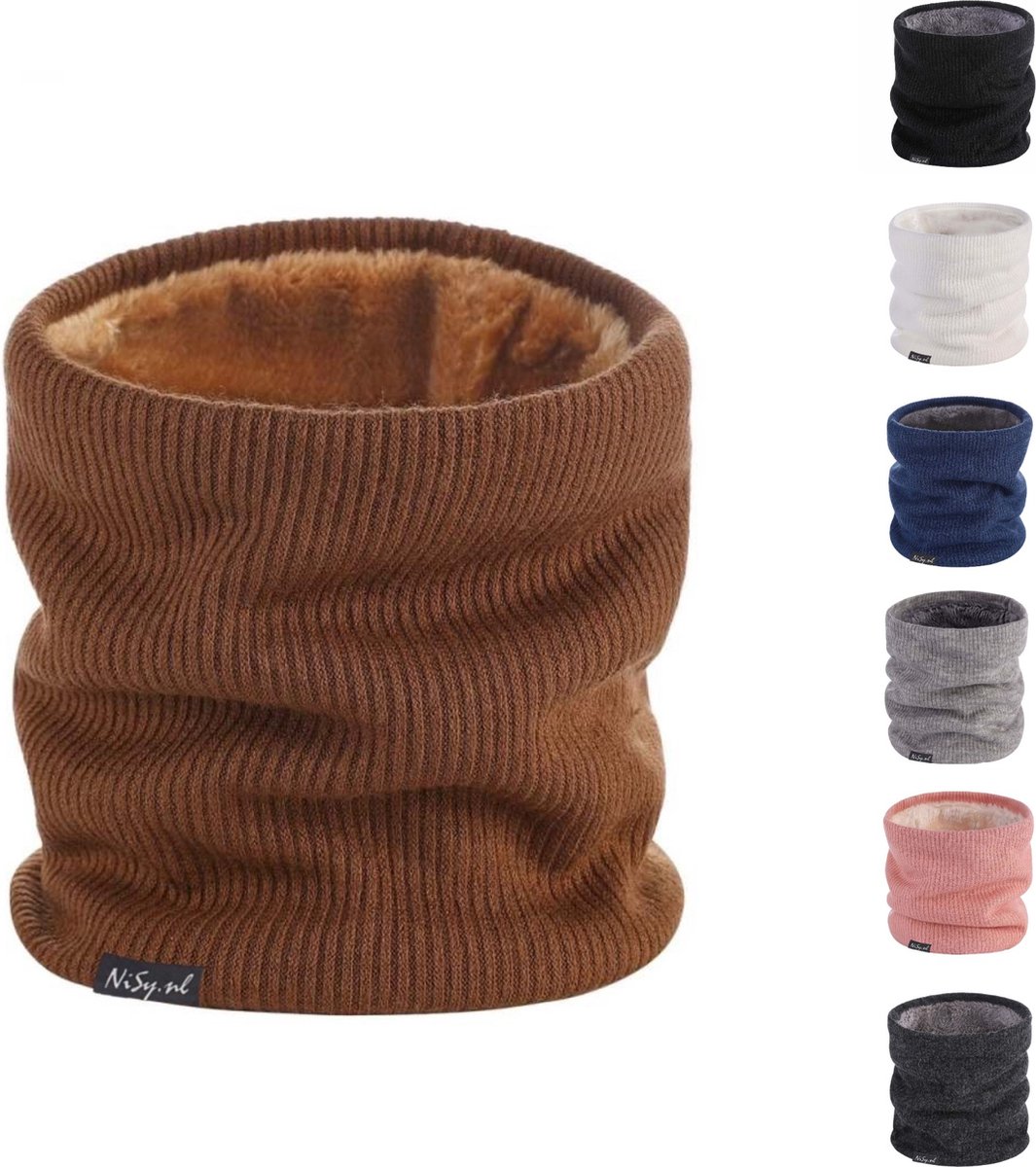 NiSy.nl Luxe Thermische Nekwarmer | Col Sjaal | Zachte Fleece Voering | Dames / Heren | One Size | Bruin