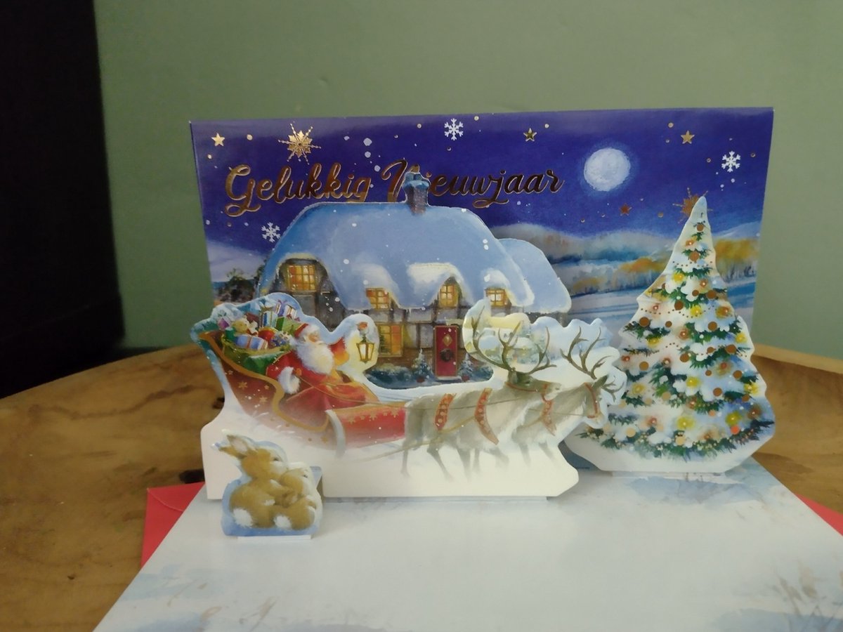 Pop-up Kerstkaart – Vrolijke 3D Kerstkaart met grappig kerst tafereel - Sneeuw - pop-up kaart 3D wenskaart - Fijne kerstdagen - Gelukkig nieuwjaar