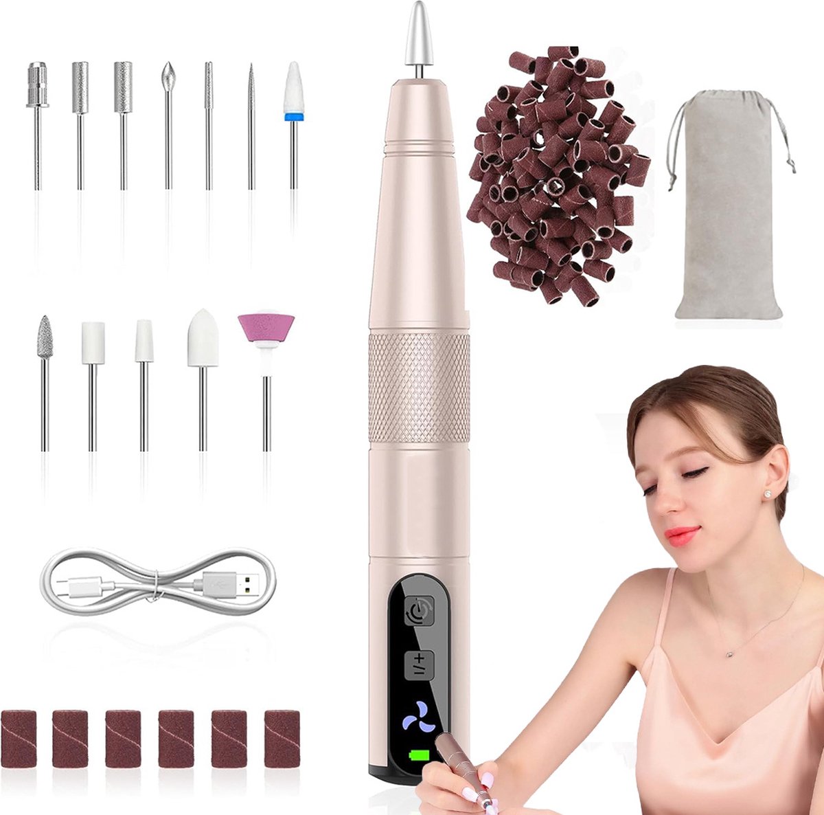 Dailysupplies Nagelfrees Elektrische Nagelvijl Manicure Set Elektrisch Pedicure Apparaat Wit