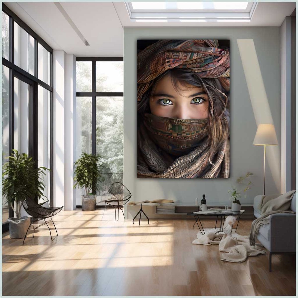 Canvas schilderij - Canvas - Staand - 50 x 70 cm - Portret - Kind - Bandage - Style - Wanddecoratie - Muurdecoratie woonkamer - Uniek - Exclusief -Picturetopicture