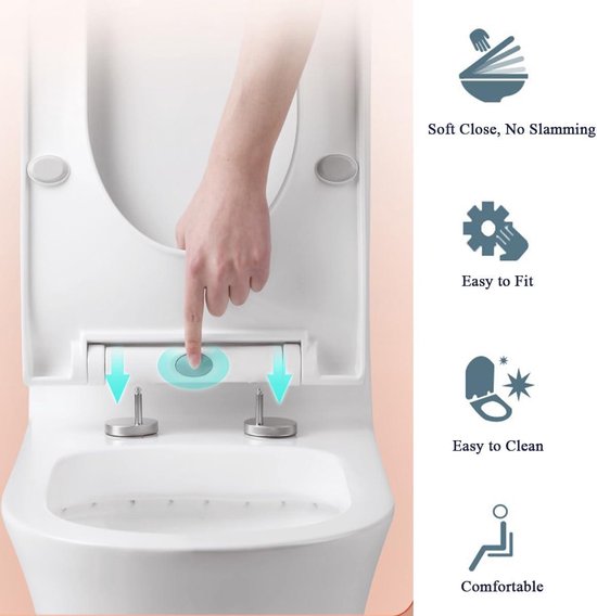 Ovale toiletbril, softclose toiletbril, wit, met snelsluiting voor eenvoudige reiniging, wc-bril, bovenbevestiging, 360° verstelbaar scharnier, O-vorm, 07C