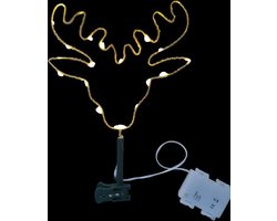 Luca Lighting Verlichte rendier piek - goud - D25 cm - op batt - kunststof - kerstpieken