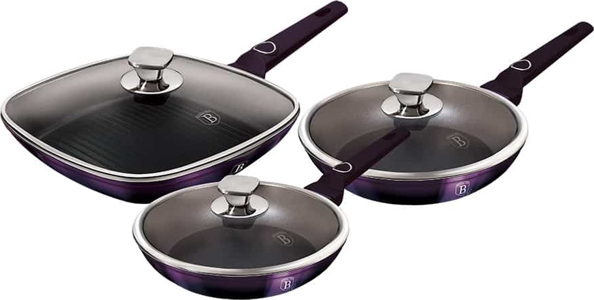 Berlinger Haus 7107 - 6-delige pannenset - Purple Eclipse Collection - Met deksel