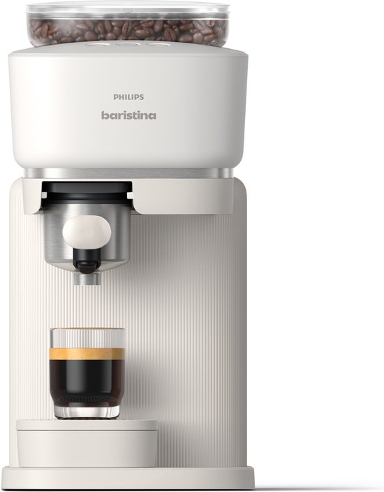 Foto: Philips baristina bar300 00 espressomachine koffiemachine met bonen wit