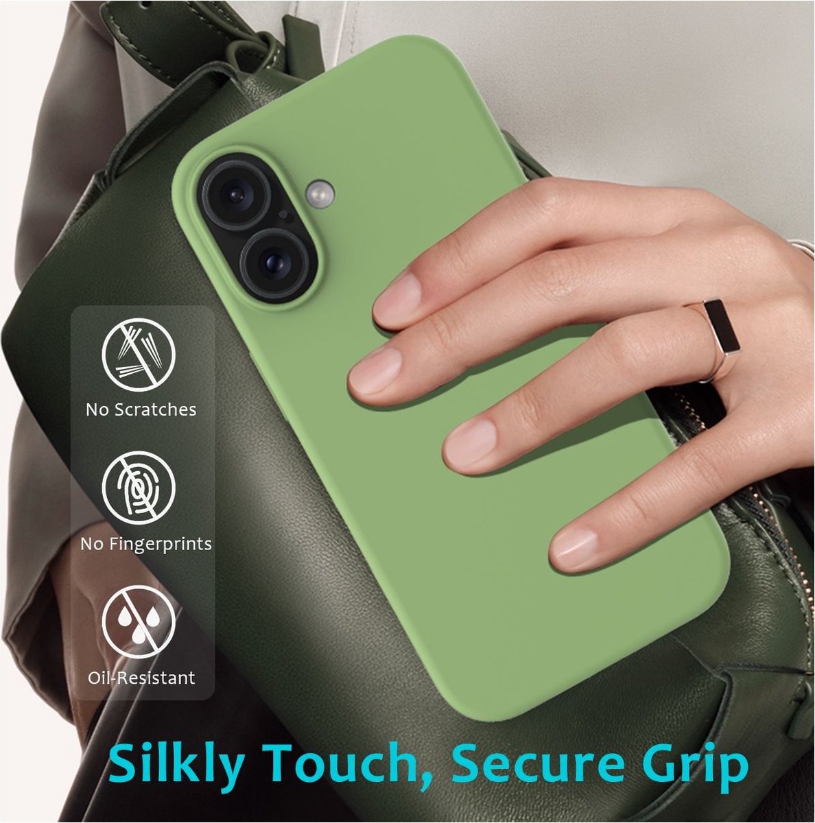 Mobigear Hoesje geschikt voor Apple iPhone 16 Plus Siliconen Telefoonhoesje | Mobigear Rubber Touch Backcover | iPhone 16 Plus Case | Back Cover - Groen