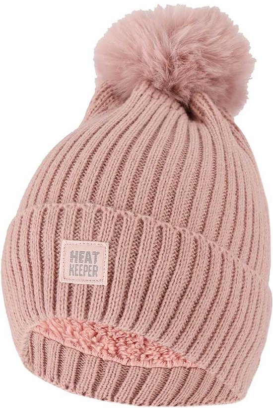 Heatkeeper - Bonnet Thermo + pompon dames - Rose - Onesize