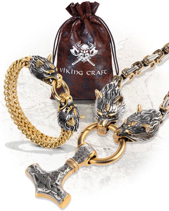 VIKING CRAFT® Viking Ketting heren roestvrij staal – 60 cm Viking sieradenketting heren – Viking kostuum decoratie, Vikingketting, Vikingcadeaus voor mannen Sieraden, LARP