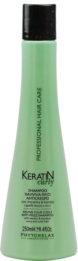 Phytorelax Keratin Curly Shampoo – Anti-Frizz Shampoo voor Krullen of Pluizig Haar – met Keratine & Bamboe – 250ml