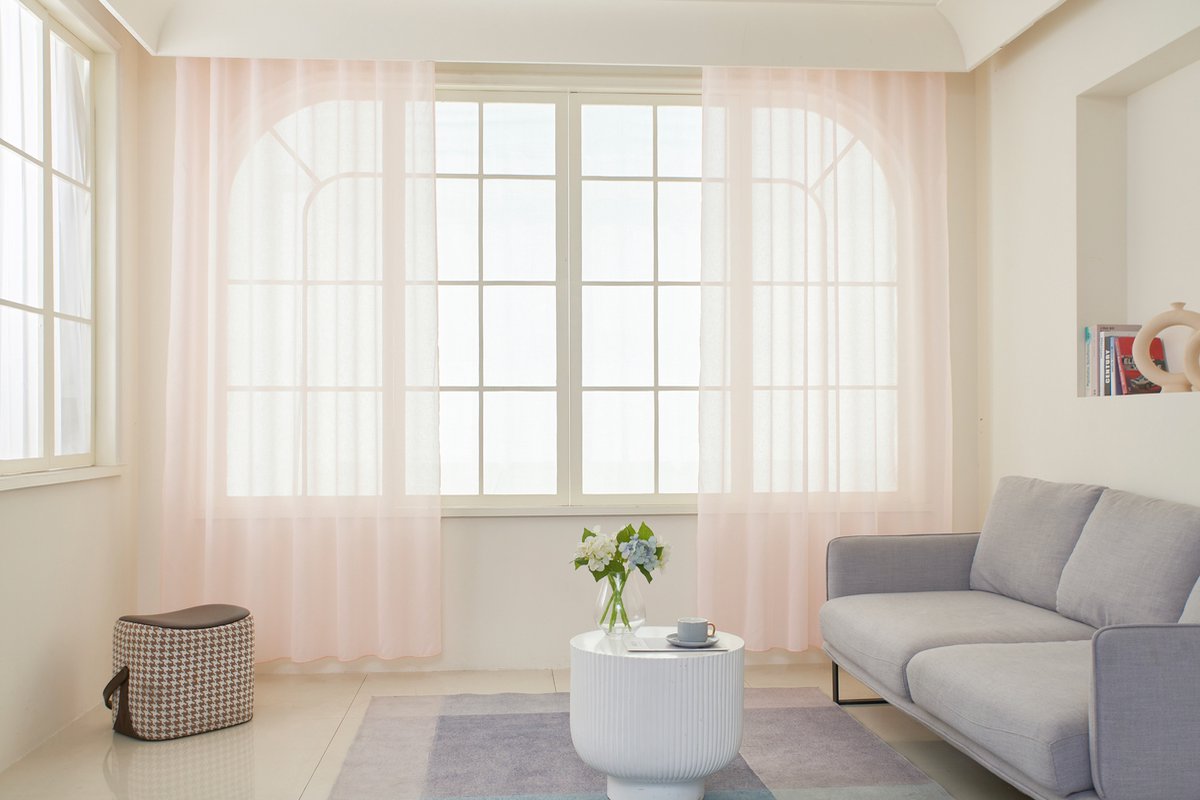 Maroyathome Bibiana - Vitrage - Kant en klaar - Plooiband - Loodveter - Schelphaken - Embrasse - ROZE - 200 x 250 cm - 200 cm breed - 250 cm lengte - 1 stuks