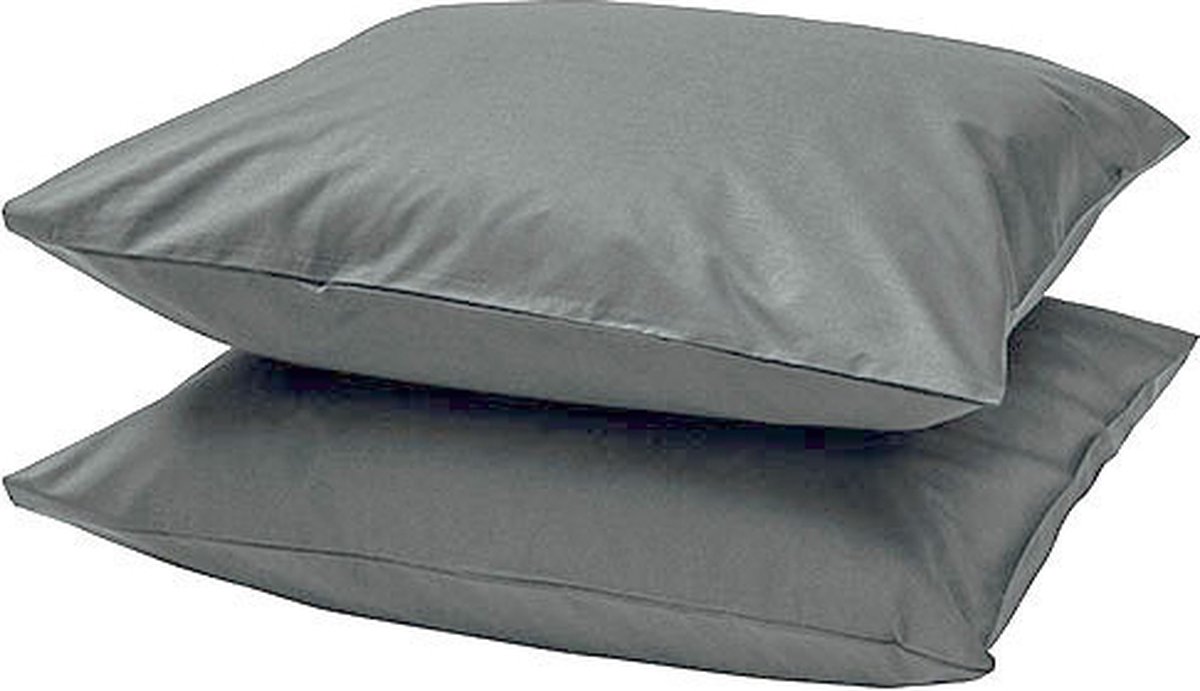 Beau Maison | Katoenen Kussenslopen Antraciet - 100% Perkaal Katoen - 60x70cm | Set van 2 stuks