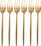 LOMUG Gouden taartvorken en koffielepels, set van 24 stuks, gouden