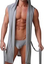 Sexy Heren Pyjama - Open Schouders - Grijs - Capuchon - Mannen - Lingerie