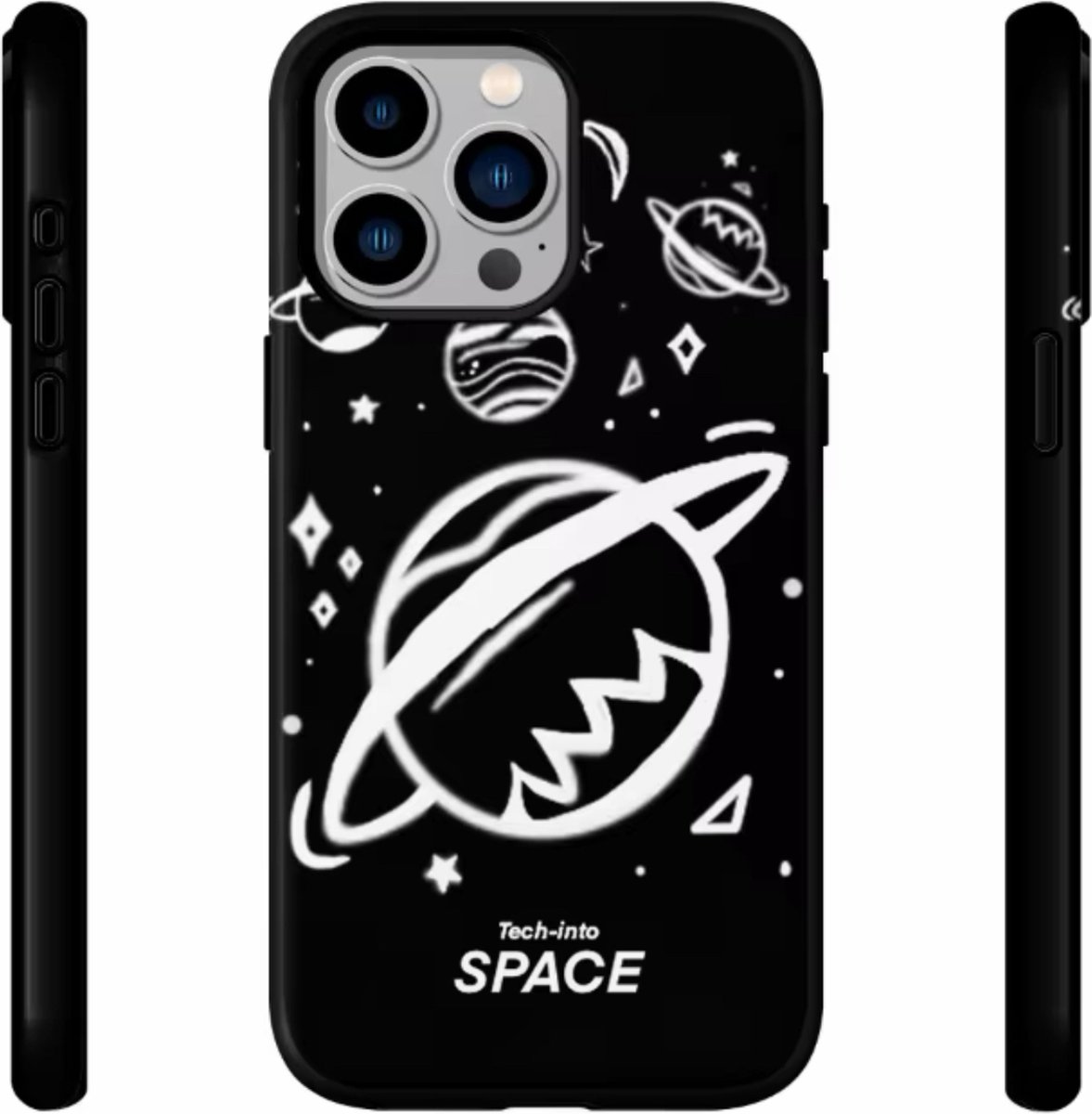 iPhone 14 Pro Max - Tech-into Space Hoesje - Beschermhoesje - Shokproof - Case - Ruimte - Galaxy - Planeten en Sterren