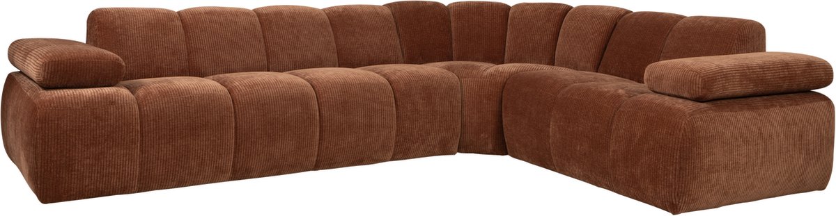 WOOOD Mojo Hoekbank Rechts - Ribstof - Roest Bruin - 74x310x230 roestbruin rechts