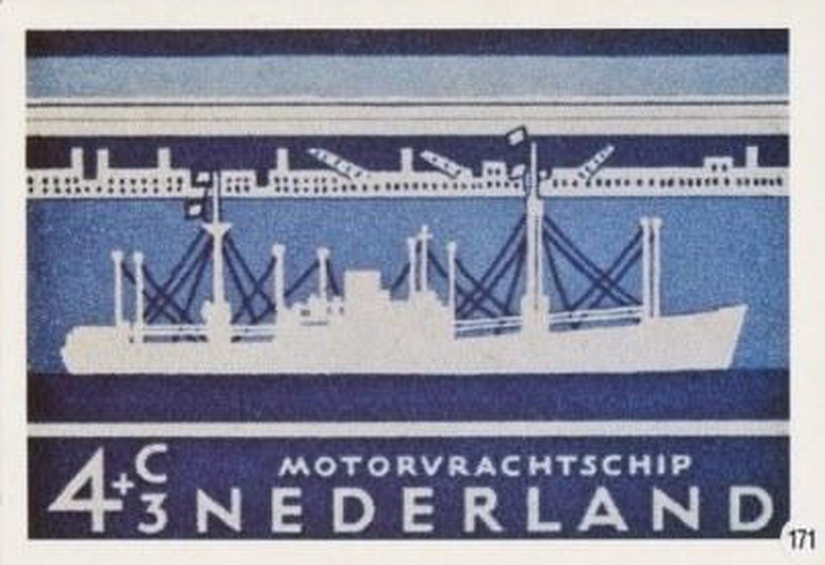 Briefkaart met afbeelding Motorvrachtschip postzegel