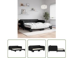 vidaXL Tweepersoonsbed - Slaapbank - Slaapbank met onderschuifbed 100x200 cm stof zwart - Sofa Bed - Slaapbank Met Onderschuifbed - Multifunctionele Meubels