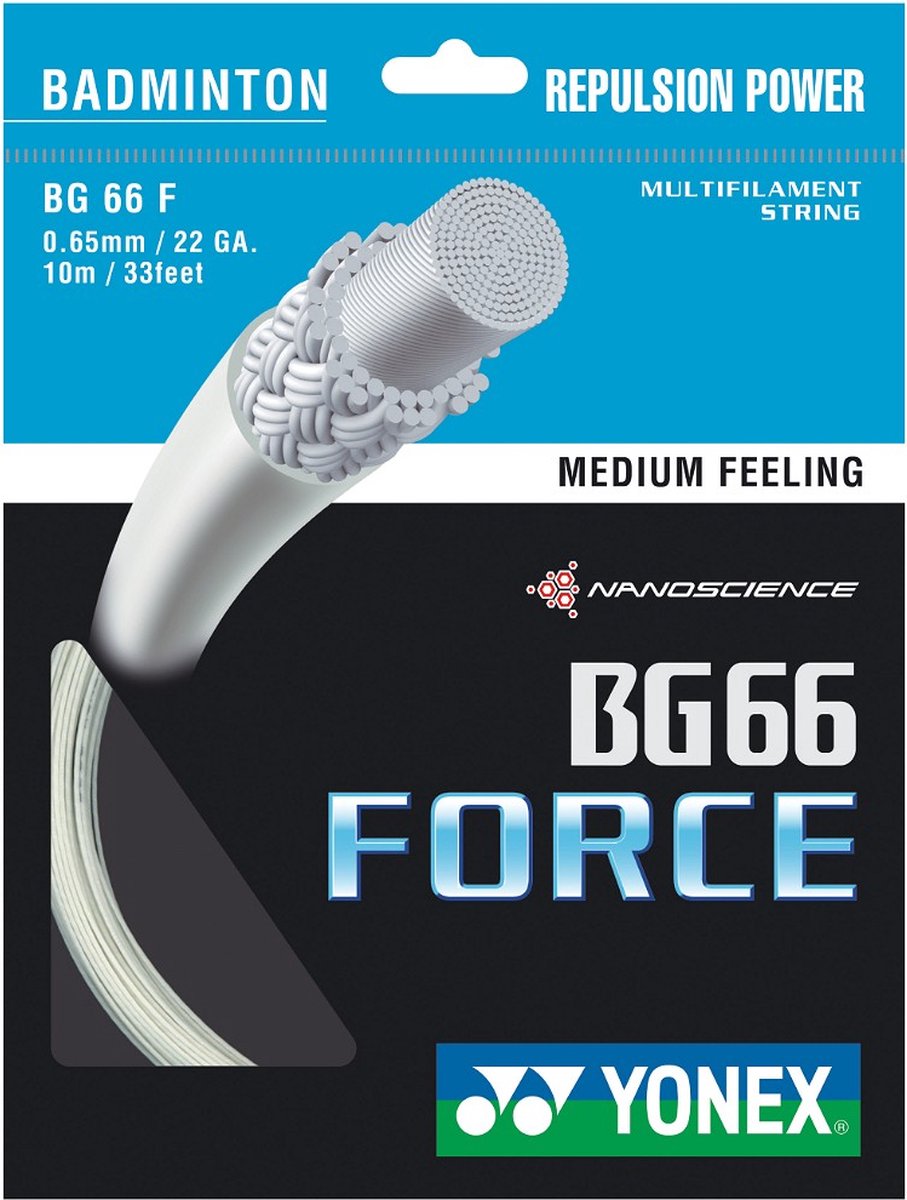 Yonex BG66 force badmintonsnaar - 10m set - wit