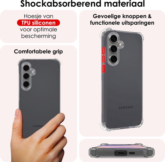 Hoesje - Geschikt voor Samsung Galaxy S24 FE - Sterk & Shockproof - Siliconen Case - Back Cover - Telefoon Hoes Shock Proof - Transparant
