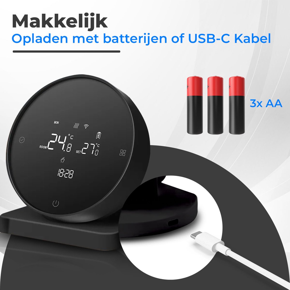 Nince Thermostaat CV ketel - Slimme Thermostaat Voor CV - Digitaal - Handmatig Programmeerbaar - Incl RF module – foto 3