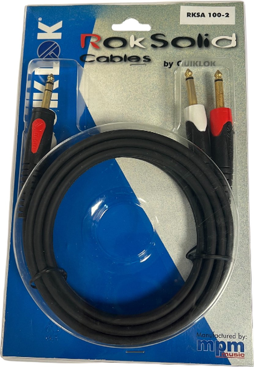 Quiklok Professionele Audio Kabel - Stereo Jack - 2x Mono Jack - 2 meter