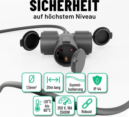 DULA - Verlängerungskabel Camping - CEE - 20 Meter - 2 Stück