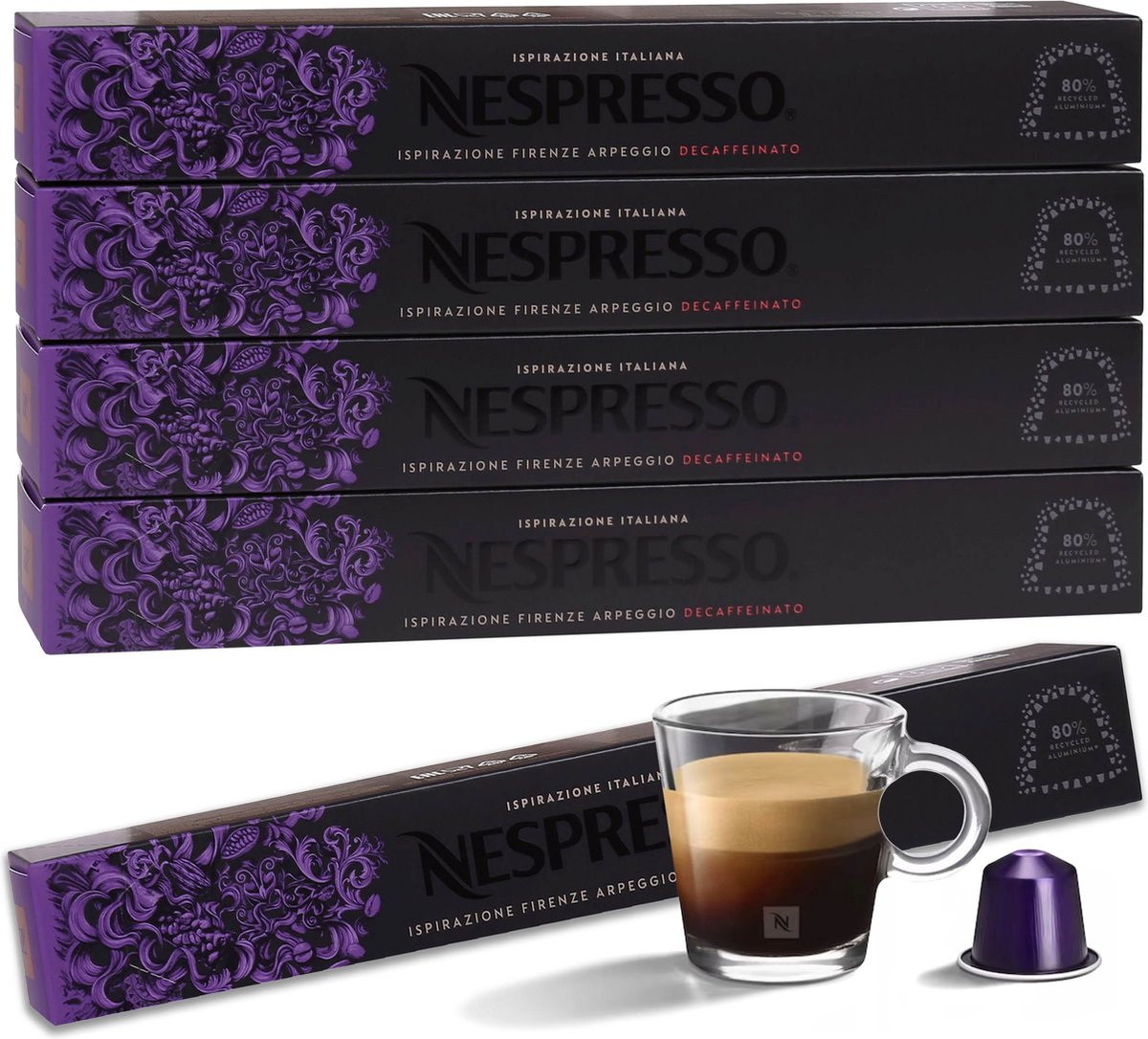 Koffie met smaakcapsules Koffiecapsule Decaffeinato Firenze Arpeggio Ispirazione NESPRESSO