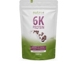 nutri+ 6K Protein - Eiwitpoeder Chocolate - Veganistisch proteïne poeder - met eiwitten uit zes plantaardige grondstoffen - Eiwit Shake - 1000 g