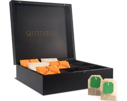 Grandlux Theedoos 9 Vaks - Magneetsluiting - Ruime Vakken voor Pickwick, Pukka, Twinings, Clipper - Theekist - Zwart Grandlux Theedoos 9 Vaks - Magneetsluiting - Ruime Vakken voor Pickwick, Pukka, Twinings, Clipper - Theekist - Zwart
