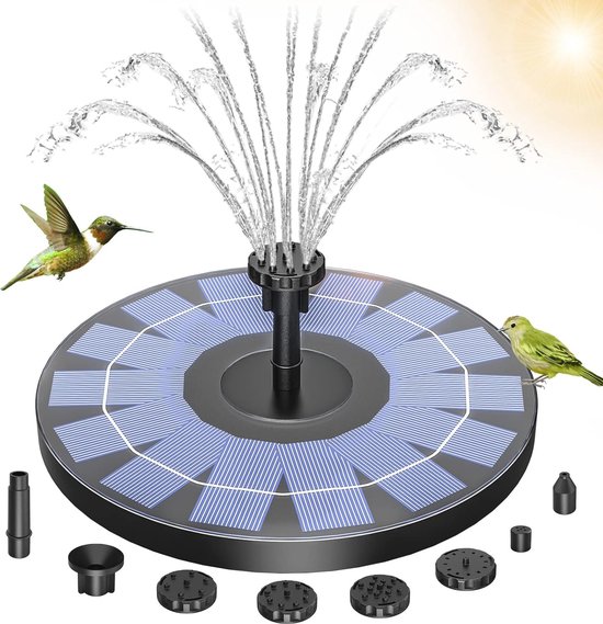 Zonne-energie Fonteinpomp 2,5 W met 6 Sproeiers voor Vijver, Zwembad en Vogelbad