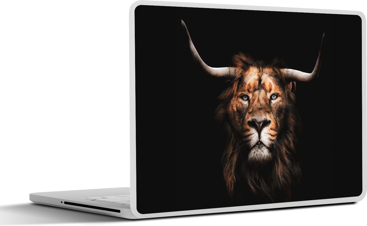 Laptop sticker - 12.3 inch - Leeuw - Zwart - Vacht - 30x22cm - Laptopstickers - Laptop skin - Cover