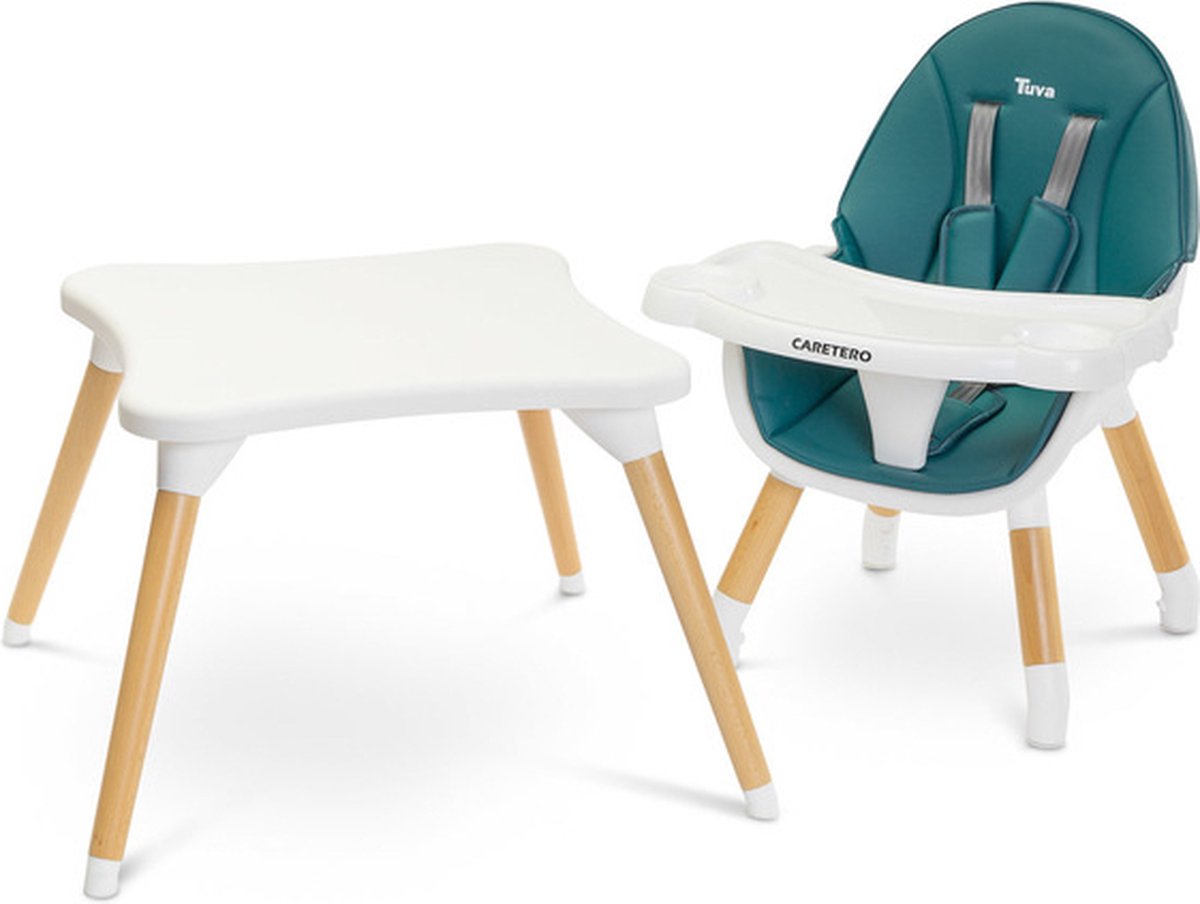 Caretero Tuva Kinderstoel Donkergroen - Babystoel - Baby Eetstoel - Kinderstoeltje voor Peuter - Voor Kinderen van 6 Maanden tot 3-4 Jaar - Scandinavisch Design