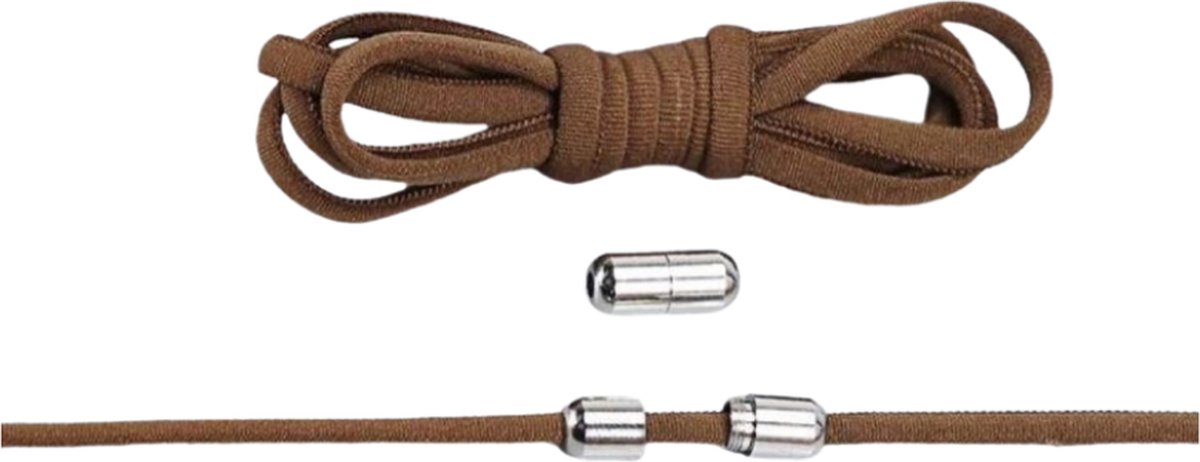 Knaak Elastische Veters - Niet meer strikken! - Bruin - Schoenveters - 2 stuks - Rekbaar tot 150 cm