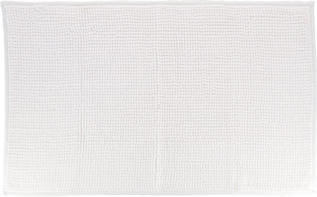 Tendance Badmat microfiber - bolletjes - wit - 45x75 cm - absorberend - badkamer mat - antislip - zacht