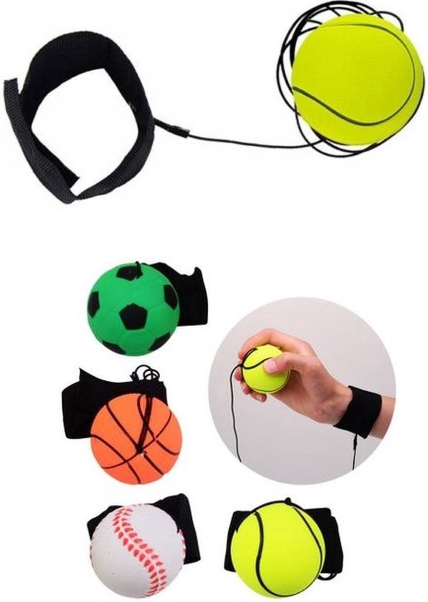 AHQiZFX 4 stuks polsretourbal met koord, springbal, rubberen rebound