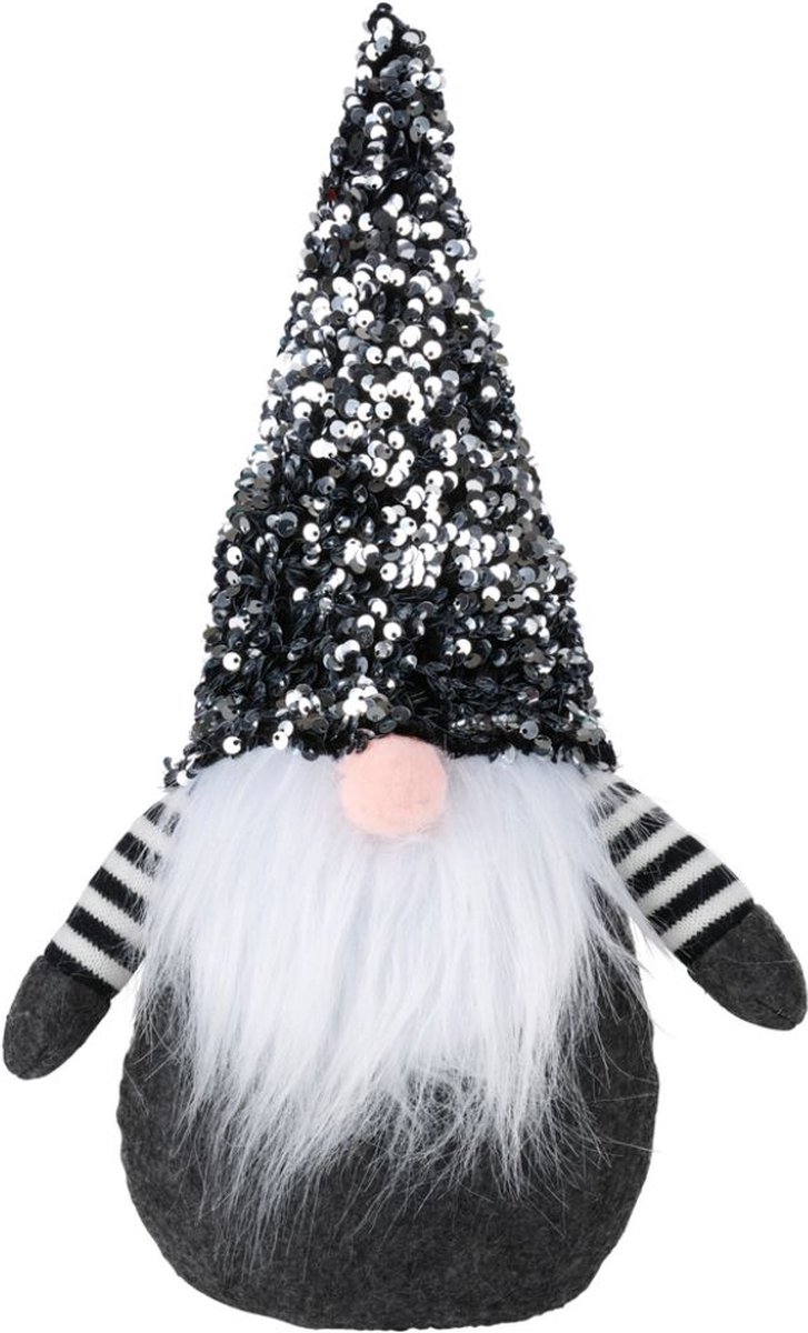 Arti Casa Kerst Kabouter - Gnoom Kerstdecoratie - Gnome 18x36 cm - Kerst Gnome met Glitters - Kerstversiering Gnome Kerst - Zwart