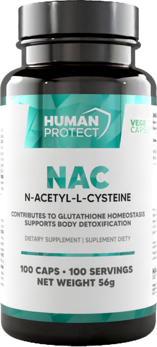 Goedkoopste Human Protect - NAC - N-Acetyl-L-Cysteine - 120 caps - 120 doseringen - Detox - Lever reiniging - Ontgiften