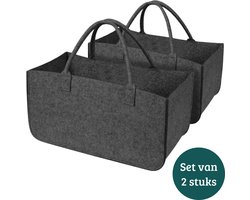 Janse® Boodschappentassen 2 stuks - Zwart - Sterke boodschappentas - Vilten tas - Stevige tas - Opbergtas - Goodiebag - Shopper Janse® Boodschappentassen 2 stuks - Zwart - Sterke boodschappentas - Vilten tas - Stevige tas - Opbergtas - Goodiebag - Shopper