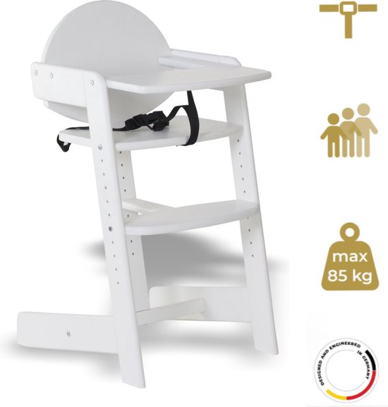 Geuther Filou - Houten Kinderstoel - Kinderzetel - Baby Eetstoel voor aan Tafel - Kinderstoeltje voor peuter - 3-punts gordels - Hoge babystoel - Wit van Geuther — afbeelding 4
