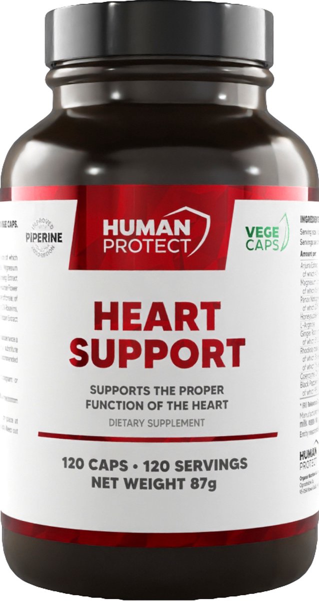 Goedkoopste Human Protect - Heart Support - 120 caps - 120 doseringen - arjuna - magnesium citrate - panax notoginseng - l-arginine - ginger root - rhodiola rosea - q10