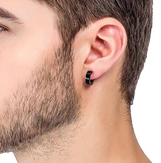 LIUJZZJ 2 Stks Punk Gotische RVS Ronde Schroef Mens Barbell Oorstekers Oorbellen (roestvrij staal