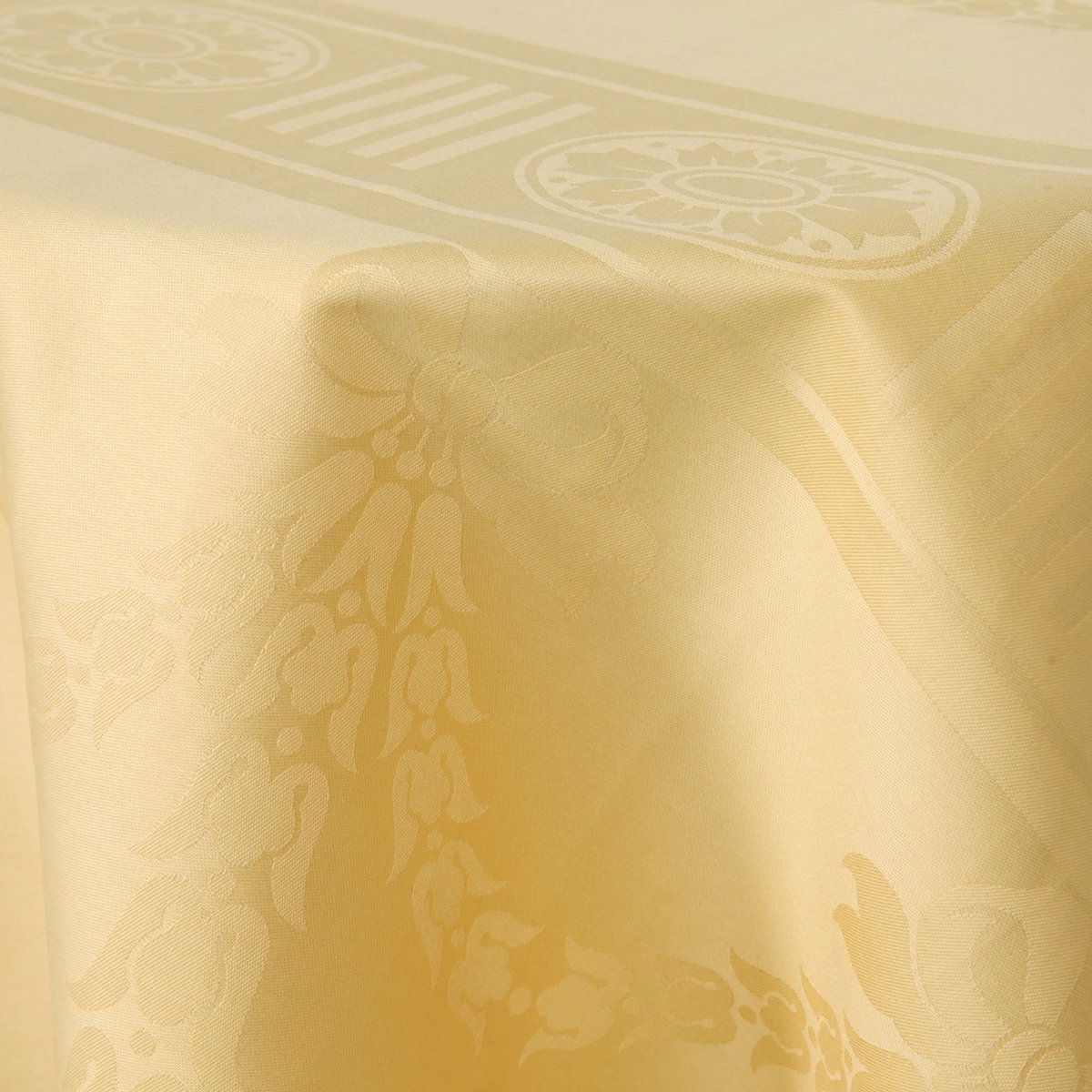 Damast Tafelkleed, 160x160cm, Nero Beige, De Witte Lietaer