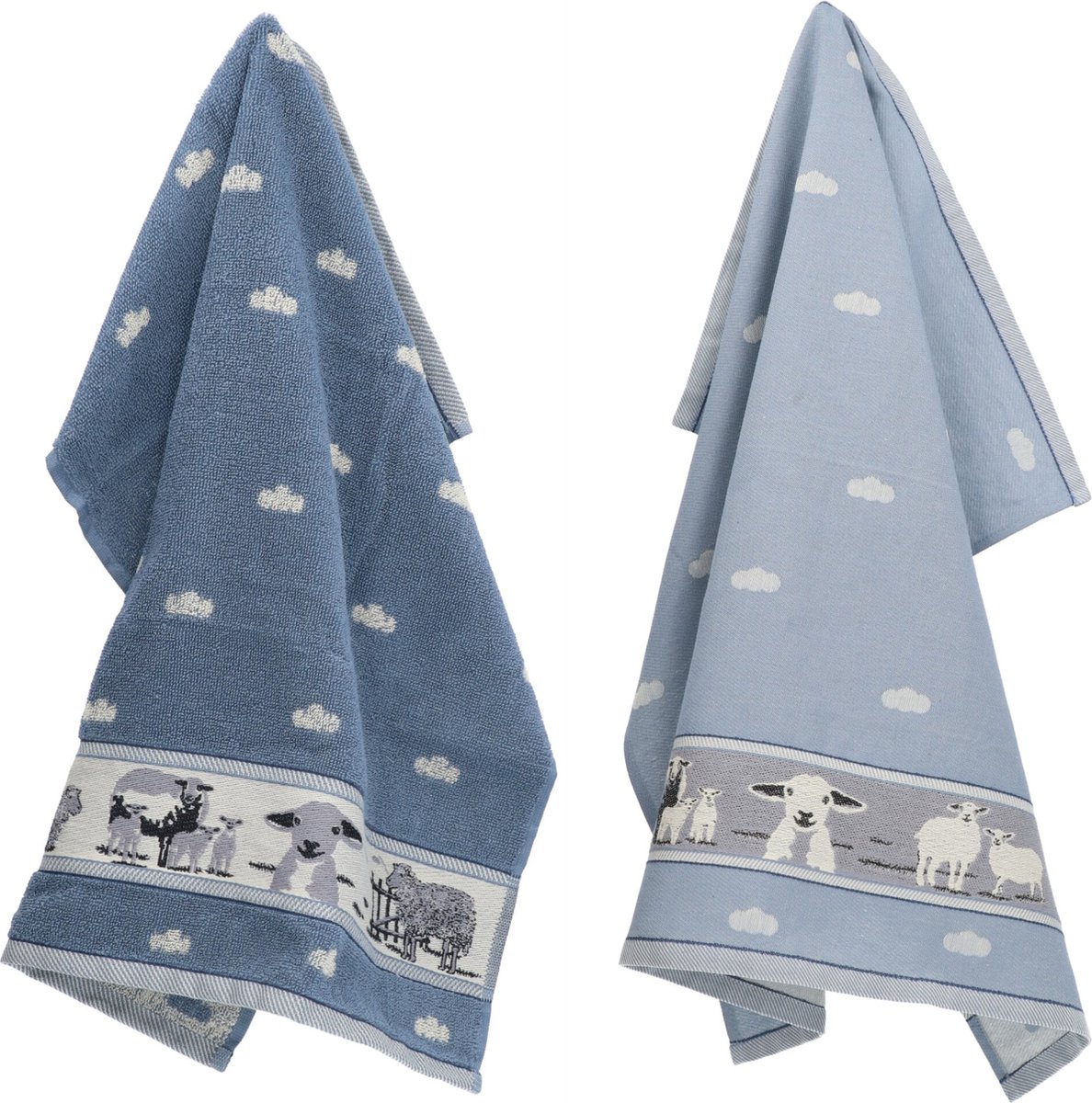 Bol.com Luxe Keukendoek en Theedoek Schaap Grijs Blauw van Bunzlau Castle | 100% Biologisch Katoen | Keukendoek 60x53cm en Theed... aanbieding