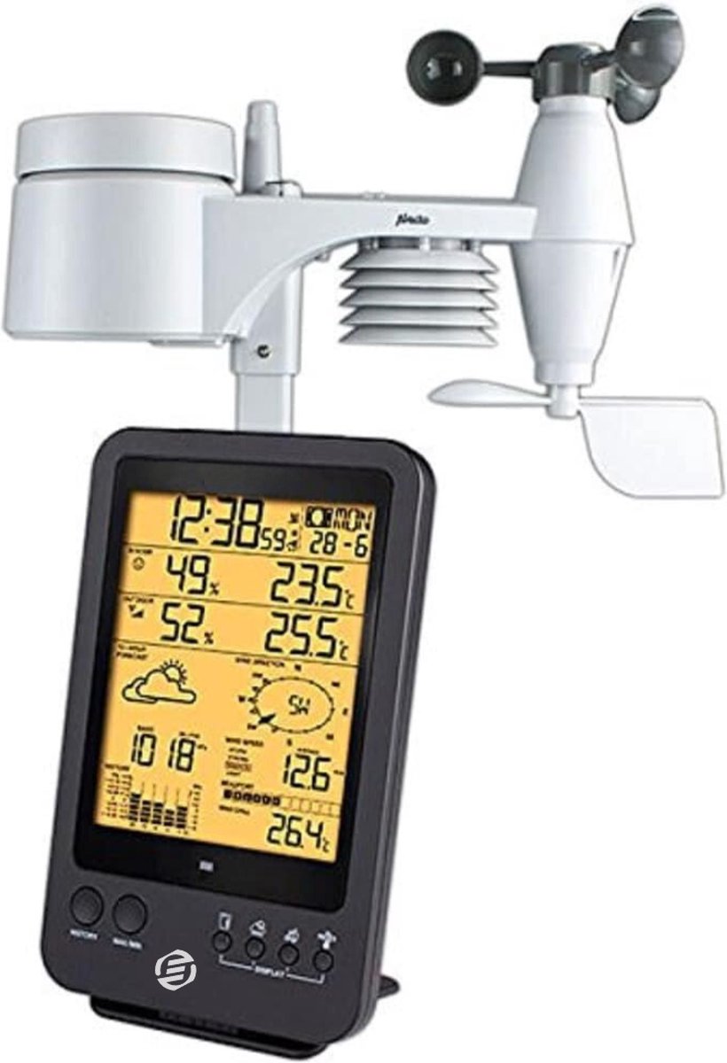 Equivera Weerstation Binnen en Buiten - Hygrometer - Thermometer - Digitaal voor Binnen en Buiten - Luchtvochtigheidsmeter - Geavanceerde Versie
