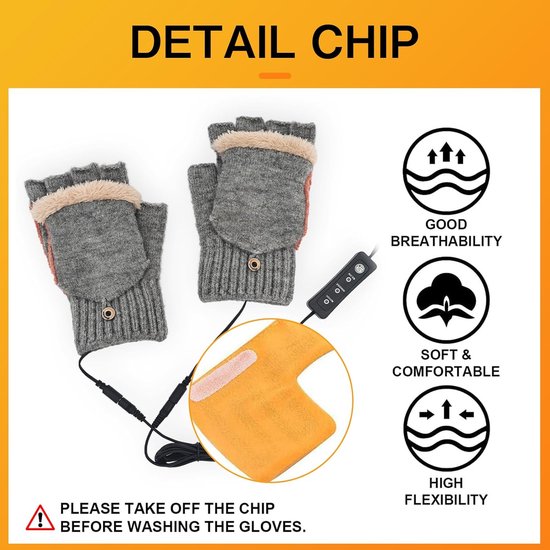 SoulQ ool Unisex USB verwarmde handschoenen, gebreide wasbare winter