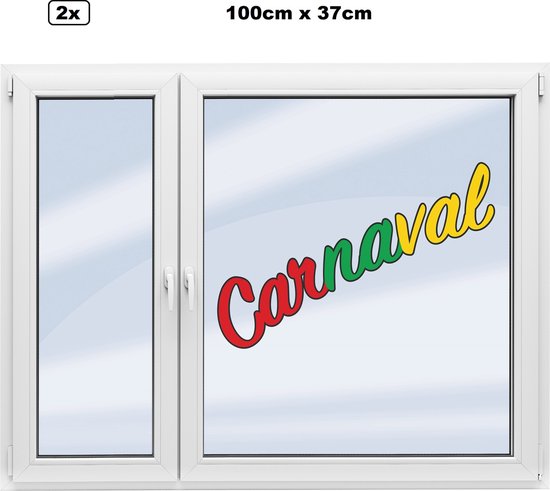 2x Autocollant de fenêtre Carnaval 100cm x 37cm - Décoration de party à thème Carnaval