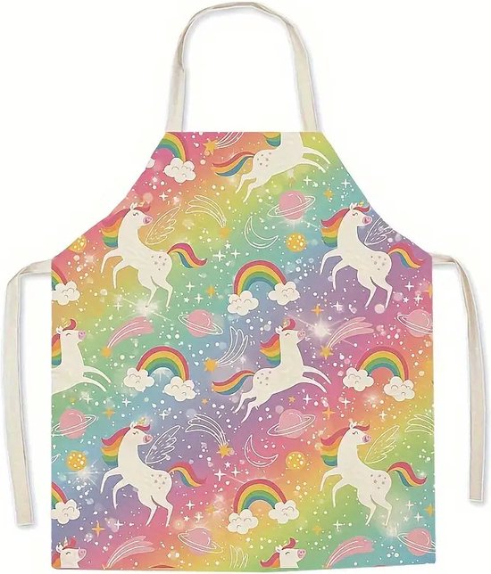 Tablier de cuisine Enfant - Tablier de cuisine Unicorn Arc-en-ciel - Tablier Enfant - 3-6 ans